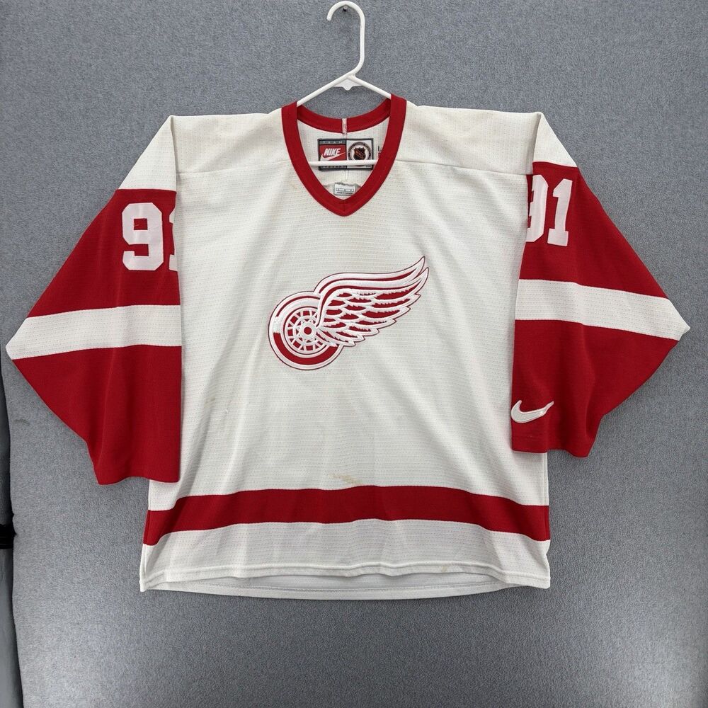 Sergei Fedorov Authentic Nike Detroit Red Wings Jersey Mens Large White Sewn 90s